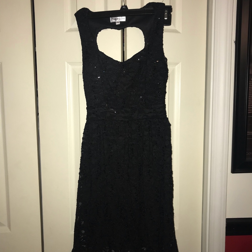 Black sequined semi formal dress